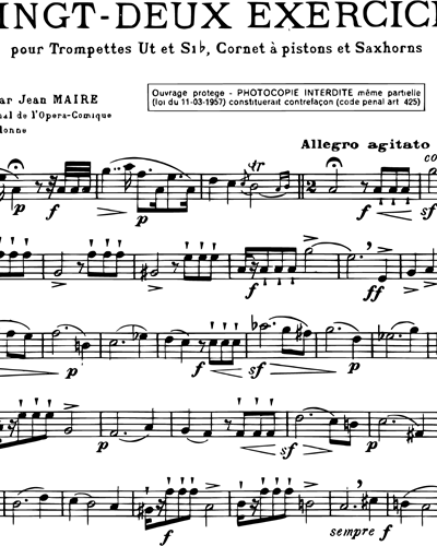 22 Études pour Trompettes Ut ou Si bémol, Cornet à pistons et Saxhorns