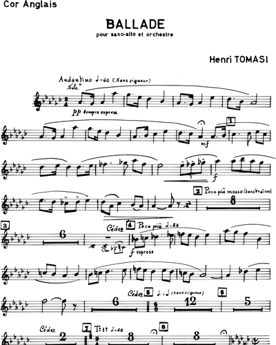 Ballade Orchestral Version English Horn Sheet Music By Henri Tomasi Nkoda