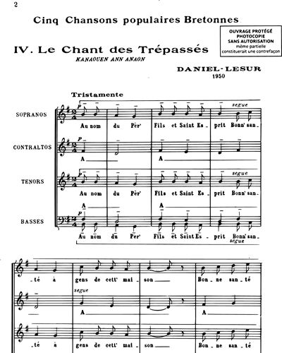 Le chant des trépassés (extrait n. 4 des "Cinq chansons populaires bretonnes")