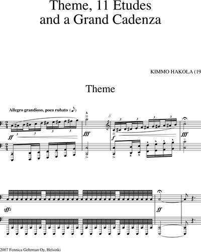 Theme, 11 Etudes and Grand Cadenza