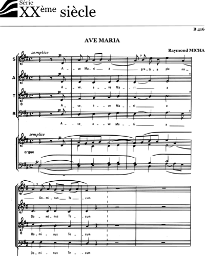 Ave Maria - Micha - SATB organ