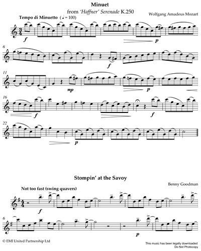 Minuet from 'Haffner' Serenade K.250/Stompin' At The Savoy/Sweeny Todd