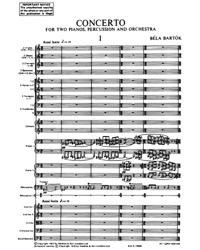 Concerto for Two Pianos, Percussion & Orchestra, Sz. 115