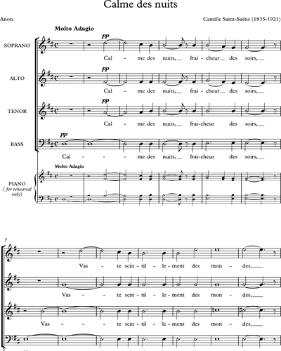 Calme des nuits (No. 1 from 'Deux Choeus, op. 68)