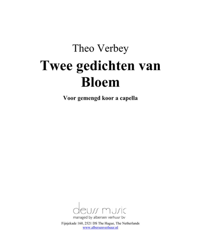 Twee Gedichten van Bloem (Two Poems of Bloem)