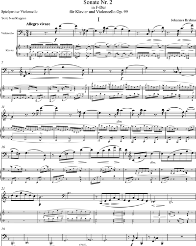 Sonata F Major for Violoncello and Piano, op. 99