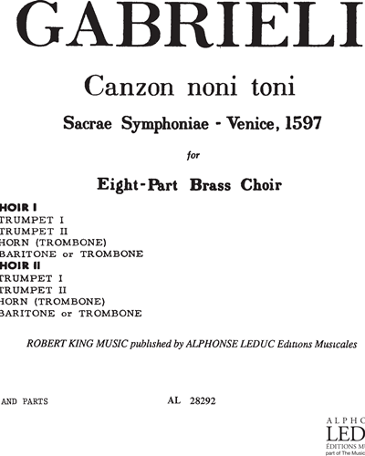 Canzon noni toni (from "Sacrae Symphoniae", Venice, 1597)