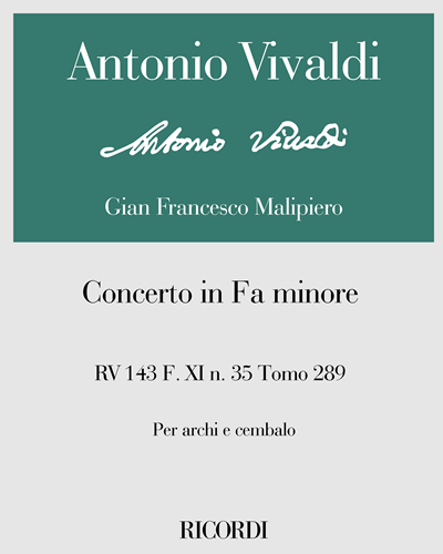 Concerto in Fa minore RV 143 F. XI n. 35 Tomo 289