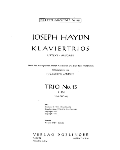 Piano Trio No. 13 in Bb major, Hob. XV:38