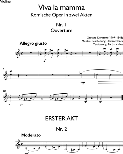Viva la mamma Violin Sheet Music by Gaetano Donizetti, nkoda
