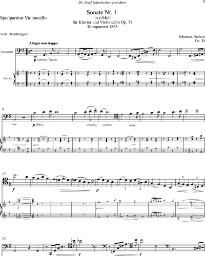 Sonata E Minor for Violoncello and Piano, op. 38