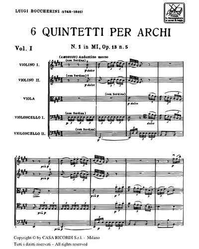6 quintetti per archi Vol. I