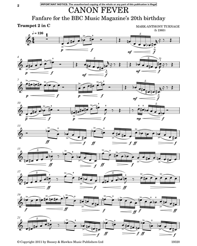 Canon Fever Tuba Sheet Music by Mark-Anthony Turnage | nkoda