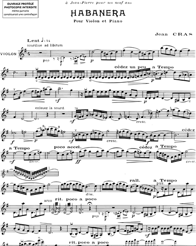 Habanera Sheet Music by Jean Cras | nkoda