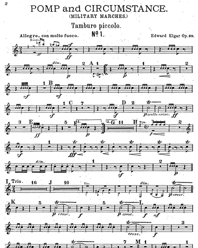 Pomp Circumstance March No 1 Op 39 In D Snare Drum Sheet Music By Edward Elgar Nkoda