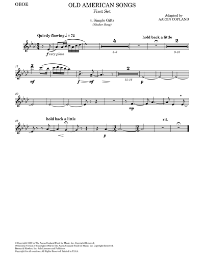 Simple Gifts (Unison ) arr. Aaron Copland