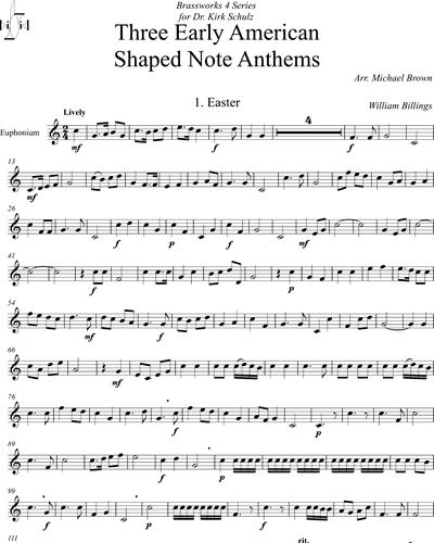 Three Early American Shaped Note Anthems Euphonium (Trombone