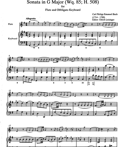 Sämtliche Sonaten, Band 4: G-dur Wq 85