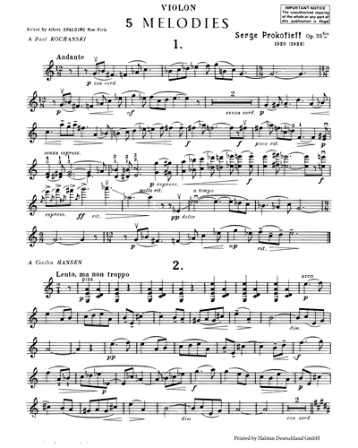Five Melodies, op. 35a