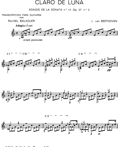 Claro de Luna (Adagio de la Sonata n. 14, Op. 27 n. 2)