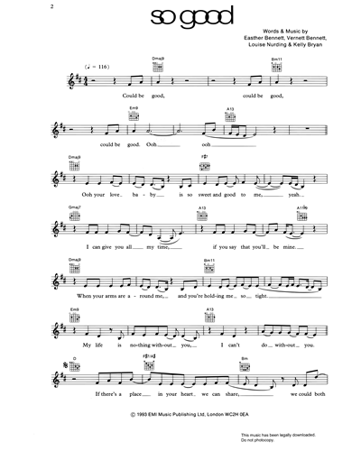 So Good Guitar & Voice Sheet Music by Easther Bennett | nkoda | Free 7 ...