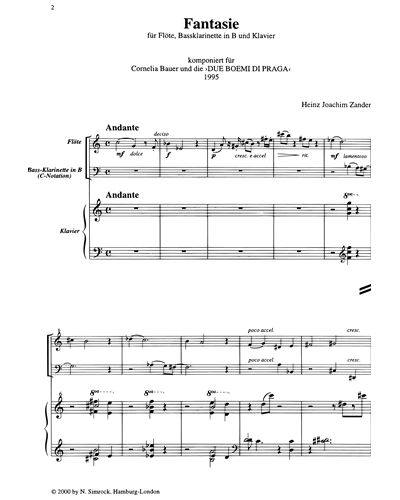 Fantasy for Flute, Bass Clarinet & Piano