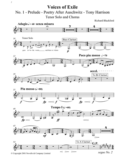 Clarinet 2 in Bb/Clarinet in A/Bass Clarinet