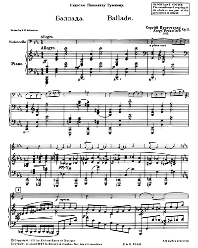 Ballade for Cello and Piano, op. 15
