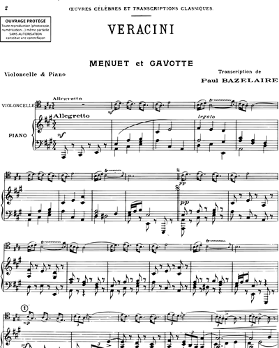 Menuet et gavotte - Transcription pour violoncelle & piano