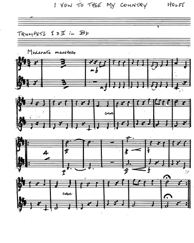 Gustav Holst I Vow To Thee My Country Trumpet In 2 Sheet Music Nkoda