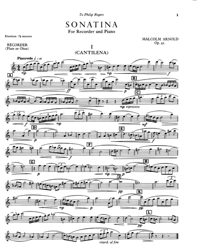 Sonatina for Recorder and Piano Op. 41