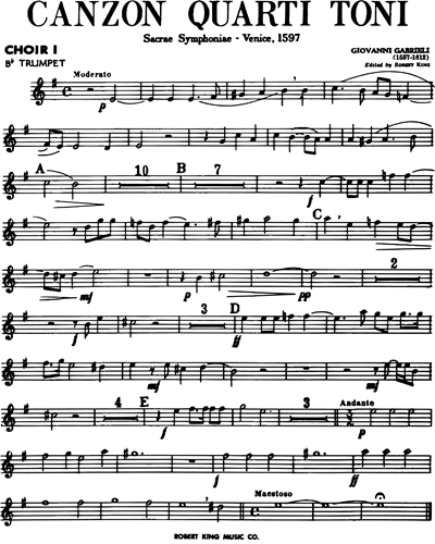 Canzon quarti toni (from "Sacrae Symphoniae", Venice, 1597)