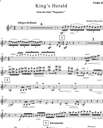 Kings Herald From The Suite Pageantry Violin 2 Sheet Music By Herbert Howells Nkoda 6850