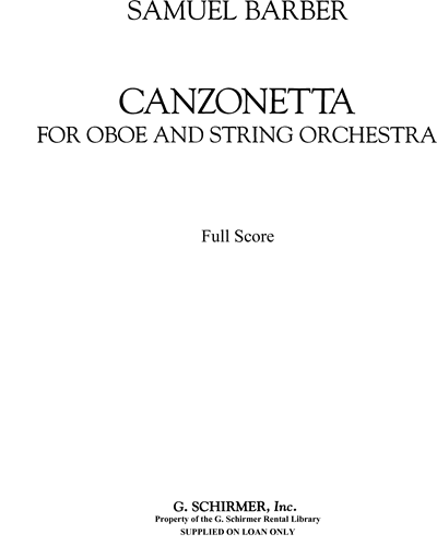 Canzonetta for Oboe & String Orchestra