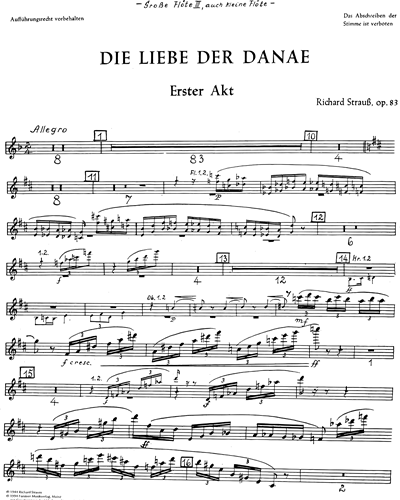 Die Liebe Der Danae [Complete] Flute 3/Piccolo Sheet Music By Richard ...