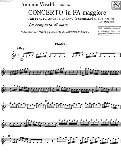 Concerto in Fa Maggiore "La tempesta di mare" Op. 10 n. 1 F. VI n. 12