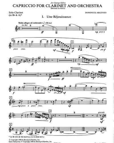 Capriccio for Clarinet and Orchestra