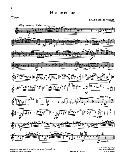 Three Concert Pieces for Oboe and Piano