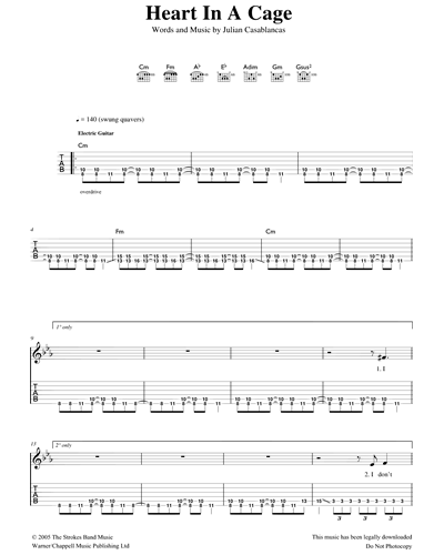 Heart In A Cage Sheet Music by The Strokes | nkoda | Free 7 days trial