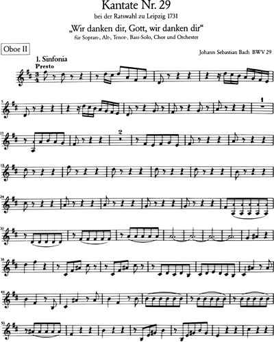 Kantate BWV 29 „Wir danken dir, Gott, wir danken dir“
