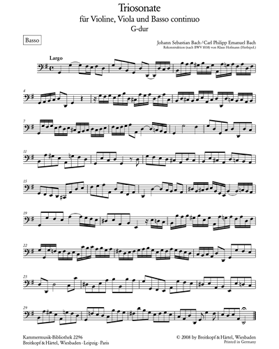 Triosonate G-dur nach BWV 1038