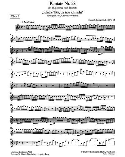 Kantate BWV 52 „Falsche Welt, dir trau ich nicht“