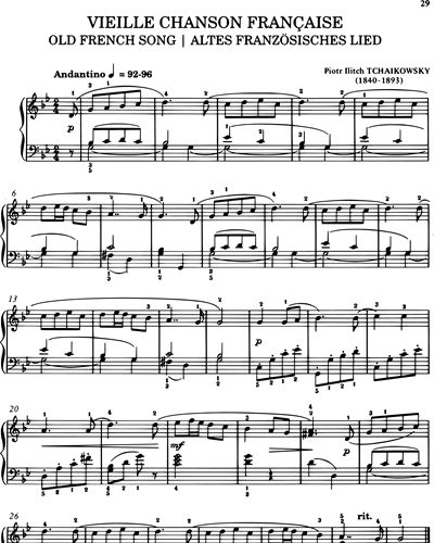 Vieille Chanson Française Piano Sheet Music by Pyotr Ilyich