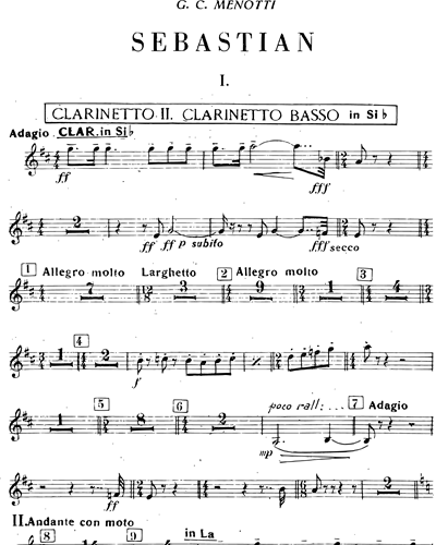 Clarinet 2/Clarinet in A & Bass Clarinet