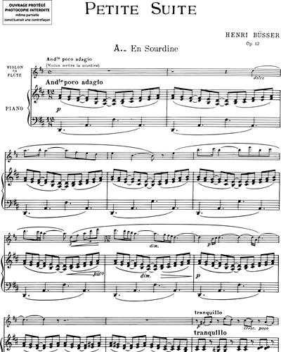 Petite Suite Op. 12 - Pour violon & piano