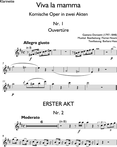 Viva la mamma Clarinet/Clarinet in A Sheet Music by Gaetano Donizetti, nkoda
