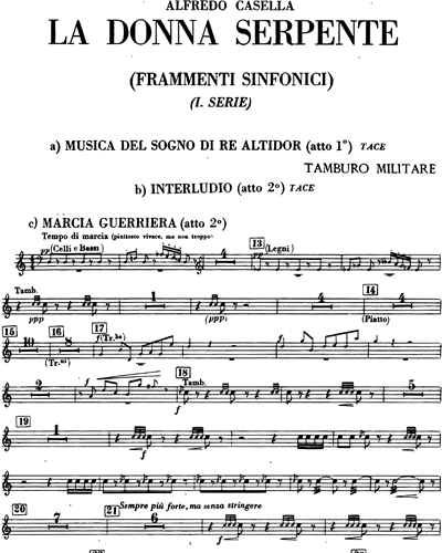 La Donna Serpente Op 50 1ª Serie Side Drum Sheet Music By Alfredo