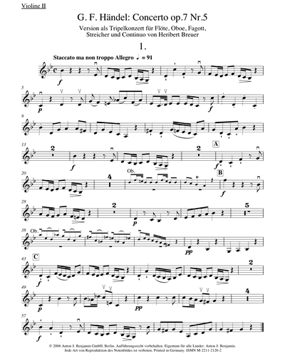 Triple Concert in G minor (after the "Organ Concerto, op. 7")