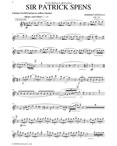 Clarinet 2 in Bb/Clarinet 2 in A/Bass Clarinet