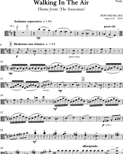 George Stevenson boeket Wasserette Walking in the Air, Op. 615 Viola Sheet Music by Howard Blake | nkoda